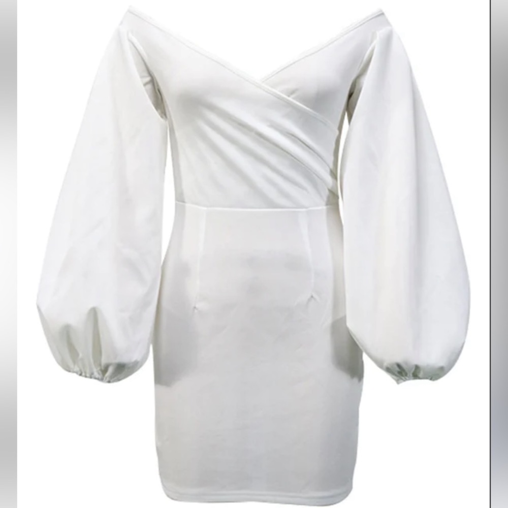White Off Shoulder Backless Bodycon Mini Dress
